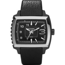 Diesel Analog Display Quartz Black Dial Leather Strap Mens Wristwatch Dz1365
