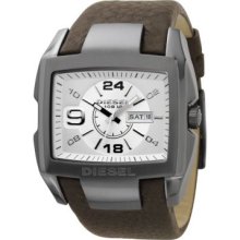 Diesel Men's Quartz White Dial Brown Leather Strap Watch