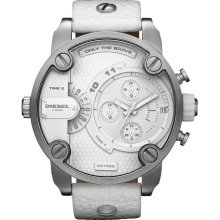 Diesel Mens SBA Analog Stainless Watch - White Leather Strap - White Dial - DZ7265