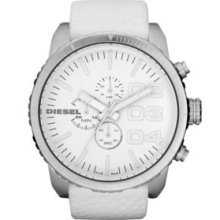 Diesel White Men's White Chronograph Dial and White Leather Strap Watch