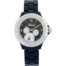 Disney Black Enamel Crystal Accent Mickey Watch