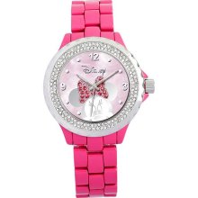 Disney Pink Enamel Crystal Accent Minnie Watch