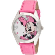 Disney Women's Minnie Mouse Pink Watch, Iced Croco Strap