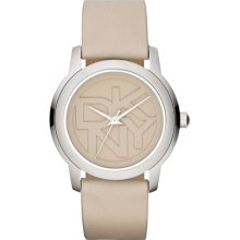 DKNY DKNY Silver Tone Nude Leather Logo Watch