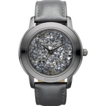 Dkny Glitz Crystal Gray Dial Gray Leather Womens Watch Ny8436