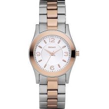Dkny Ladies Rose Gold Silver Tone Stainless Steel Watch Ny8232