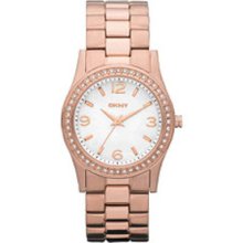 Dkny Mother-of-pearl Rose Gold Tone Ladies Watch Ny8336