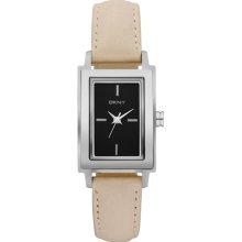 DKNY Nude Nude Leather and Silver-Tone Stainless Steel Three-Hand Watch