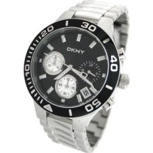 Dkny Ny4992 Women's Chronograph Stainless Steel Bracelet Black Dial Watch.