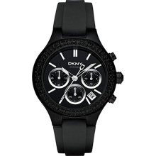 DKNY NY8186 Black Dial Black Rubber Strap Chronograph Ladies Watch