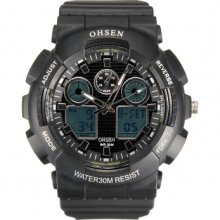 Dual Core Time Waterproof Multifunction Analog Digital Men Sport Wrist Watch