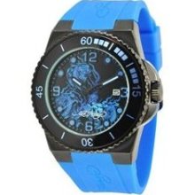 Ed Hardy Men's Black Steel Dive Immersion 'Snake' Watch ...