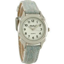 Eddie Bauer Ladies White Dial Blue Jean Denim Leather Band Quartz Watch