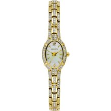 Elgin Women's Gold-Tone Oval Crystal-Accent Watch