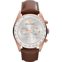 Emporio Armani Brown and Rose Gold Sport Watch - Brown