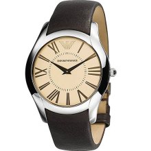 Emporio Armani Classic Leather Amber Dial Designer Watch AR2041