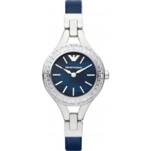 Emporio Armani Designer Women's Watches, Slim Stainless Steel and Leather Watch