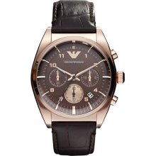 Emporio Armani Leather Chronograph Mens Watch AR0371