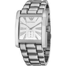 Emporio Armani Men's Ar0182 Stainless-Steel Quartz Watch With Silver Dial