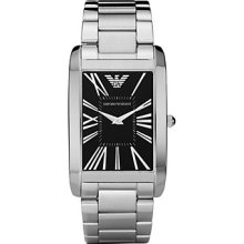 Emporio Armani Men's Quartz Watch With Black Dial Analogue Display And Silver Stainless Steel Bracelet Ar2053