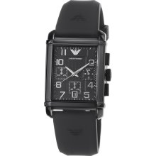 Emporio Armani Men's Quartz Watch With Black Dial Analogue Display And Black Rubber Strap Ar0335