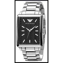 Emporio Armani Men's Watch AR0416 Stainless Steel Bracelet Black Textured Dial