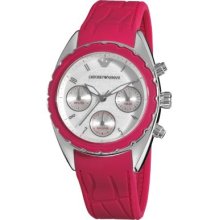 Emporio Armani Women s Sport Quartz Chronograph Hot Pink Silicone Strap Watch