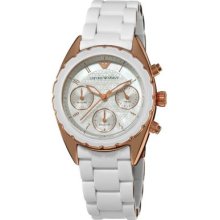 Emporio Armani Women s Quartz Chronograph White Silicone Strap Watch