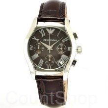 Emporio Armani Women's Ar0672 Chronograph Brown Dial Brown Leather Watch