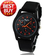 Fashion Analog Unisex Women Men Wrist Watch Luxury Black Bangle Rubber Band 9826