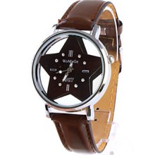 Fashion Girl Women Wrist Watch Brown Watchband Brown Star Dial 9729-2