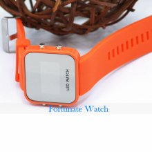 Fashion Mirror Date Red Led Digital Sport Unisex Silicone Wrist Watch Ld2839