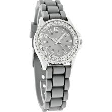 Fashion Quartz Ladies Crystal Ice Grey Rubber Band Watch ZRT8045