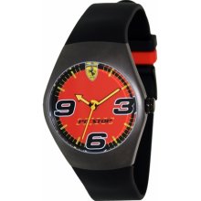 Ferrari Men's FW05 Black Rubber Analog Quartz Watch with Red Dial