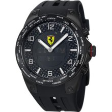 Ferrari Watches Men's World Time Digital Black Dial Black Rubber Black