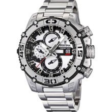 Festina Chrono Bike 2012 Men's Quartz Watch With White Dial Chronograph Display And Silver Stainless Steel Bracelet F16599/1