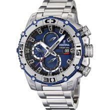 Festina Chrono Bike 2012 Men's Quartz Watch With Blue Dial Chronograph Display And Silver Stainless Steel Bracelet F16599/2