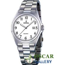 Festina Classic F16374/1 Men's White Dial Watch 2 Years Warranty