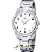 Festina Classic F16378/1 Men's White Dial Watch 2 Years Warranty