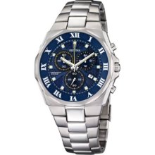 Festina Men's Quartz Watch With Blue Dial Chronograph Display And Silver Stainless Steel Bracelet F6818/3