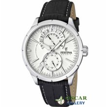 Festina Retro F16573/1 Black Leather Strap Men's Watch 2 Years Warranty
