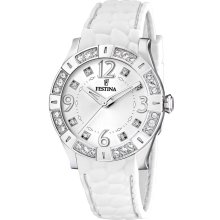 Festina Womens Dream Stainless Watch - White Leather Strap - White Dial - F16541-1