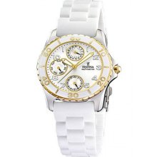Festina Womens Multifunction Stainless Watch - White Rubber Strap - White Dial - F16201-9