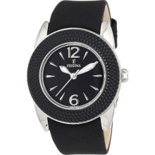 Festina Women's Quartz Watch With Black Dial Analogue Display And Black Leather Strap F16592/6