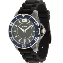 FOSSIL Ceramic New Ladies Mens Sport Analog Round Watch Rubber Bracelet