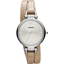 Fossil Georgia Brown Triple Wrap Leather Ladies Watch ES3197