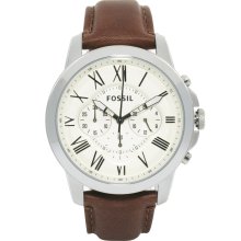 Fossil Grant Chronograph Leather Strap Watch FS4735 Brown