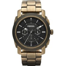 Fossil Machine Burnished Gold-Tone Chronograph Mens Watch JR1398