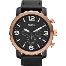 Fossil Men's & Women's Stainless Steel Case Brown Leather Mineral Watch Jr1369