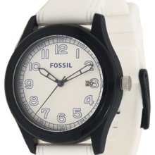 Fossil Men's JR1297 White Silicone Analog Quartz Watch with White Dial